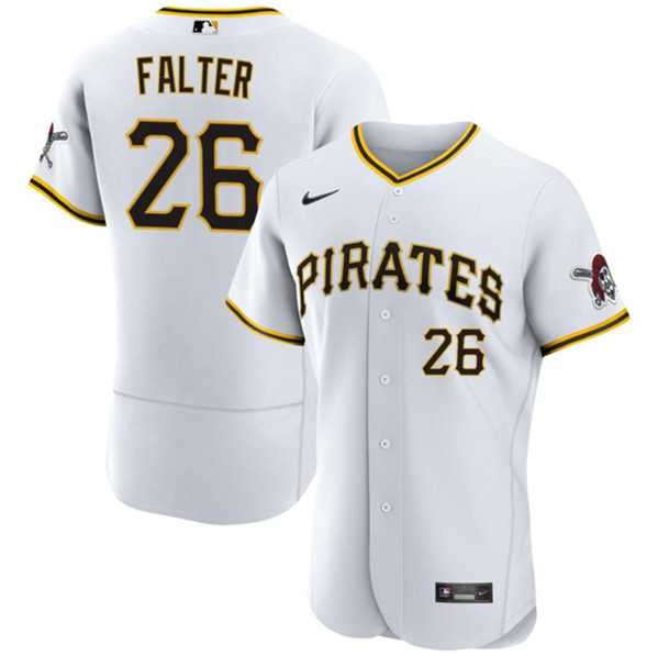 Mens Pittsburgh Pirates #26 Bailey Falter White Flex Base Baseball Stitched Jersey Dzhi